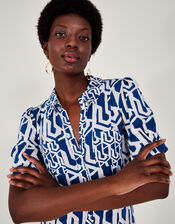 Rizzoli Geometric Print Shirt Dress, Blue (COBALT), large
