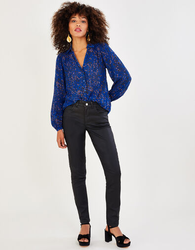 Coated Denim Skinny Jeans, Black (BLACK), large