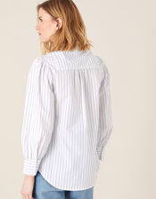Pinstripe Poplin Shirt, Ivory (IVORY), large