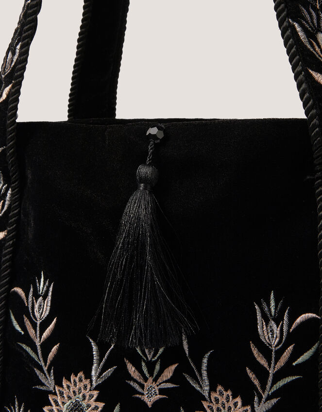 Osha Embroidered Velvet Tote Bag, , large