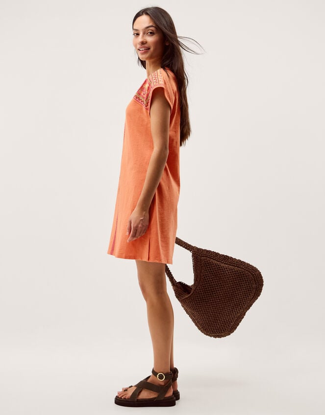 Juliet Embroidered Mini Kaftan, Orange (ORANGE), large