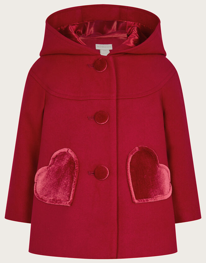 Baby Heart Velvet Pocket Coat, Red (RED), large