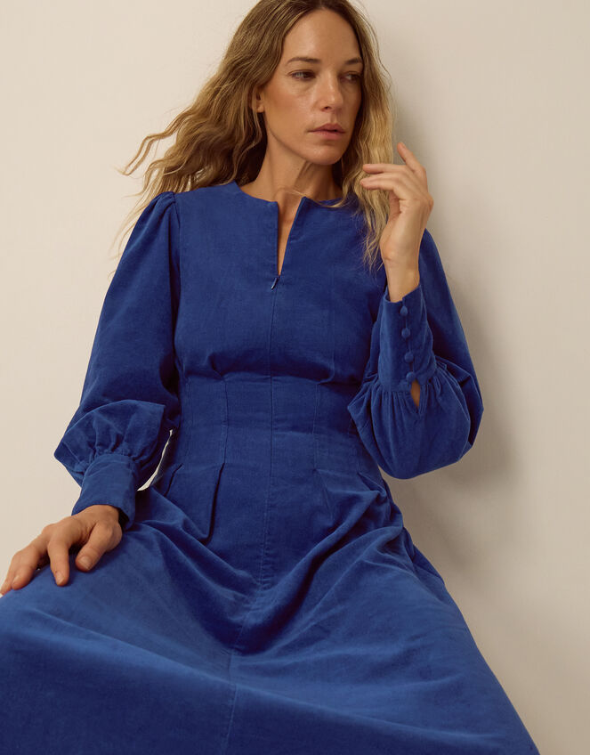 Morgan Corduroy Midi Dress, Blue (COBALT), large