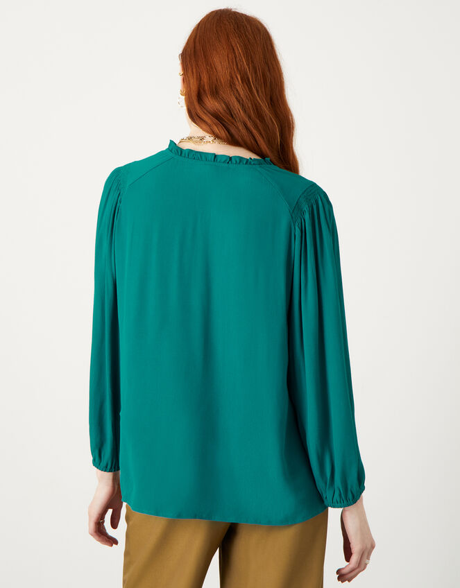 Lace Bib Blouse with LENZING™ ECOVERO™ , Teal (TEAL), large