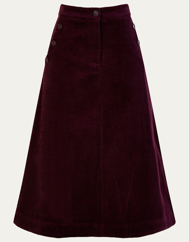 Cord Midi Skirt, Purple (PLUM), large