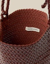 Marnie Woven Faux Leather Shoulder Bag, Brown (CHOCOLATE), large