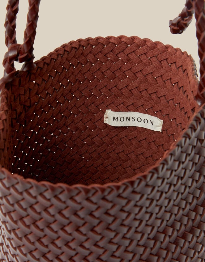 Marnie Woven Faux Leather Shoulder Bag, Brown (CHOCOLATE), large