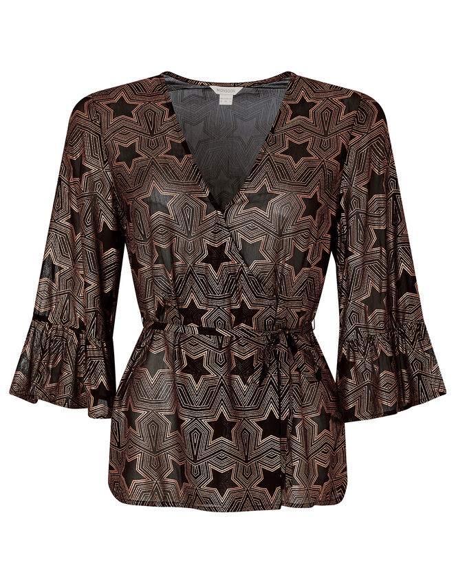 Antares Star Foil Print Top, Black (BLACK), large
