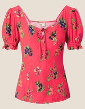 Ramita Fruit Print Blouse in Sustainable Viscose, Orange (ORANGE), large