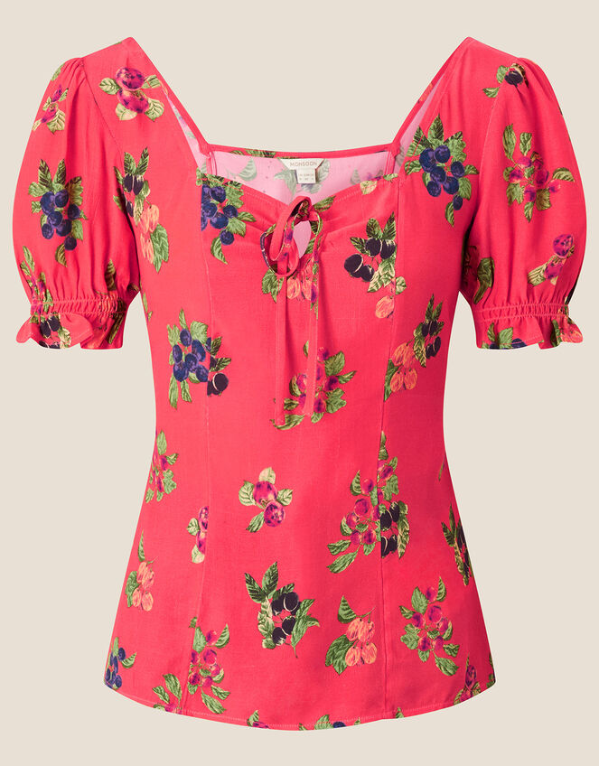 Ramita Fruit Print Blouse in Sustainable Viscose, Orange (ORANGE), large