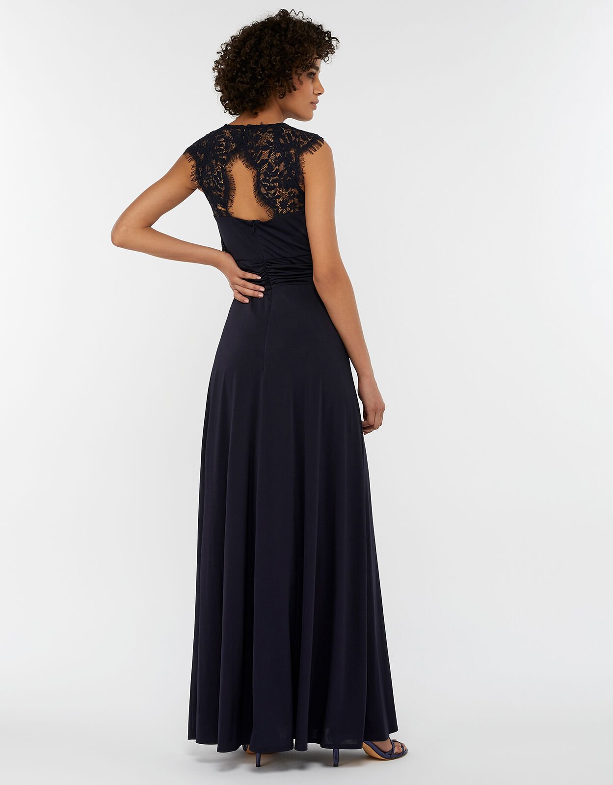 Yasmeen Lace Jersey Maxi Bridesmaid Dress Blue