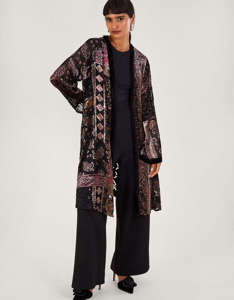 Dahlia Velvet Kimono, Black (BLACK), large