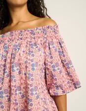 Petite Mendigote Fannie Off-The-Shoulder Floral Mini Dress, Pink (PINK), large