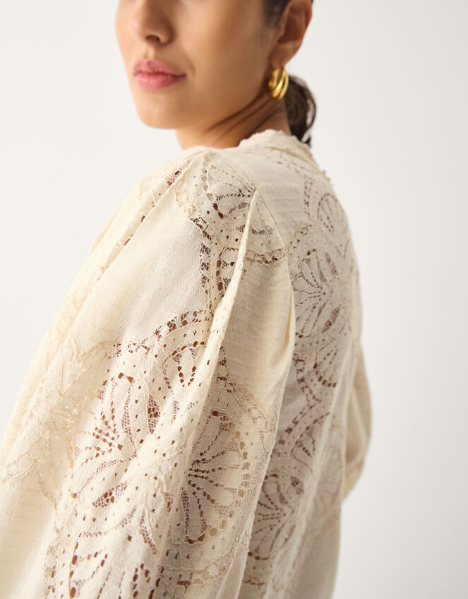 Imogen Lace Insert Blouson Blouse, Ivory (IVORY), large