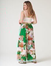 One Hundred Stars Kitsch Bouquet Wide Leg Trousers, Green (GREEN), large