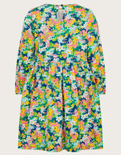 Long Sleeve Floral Yoke Dress, Green (GREEN), large