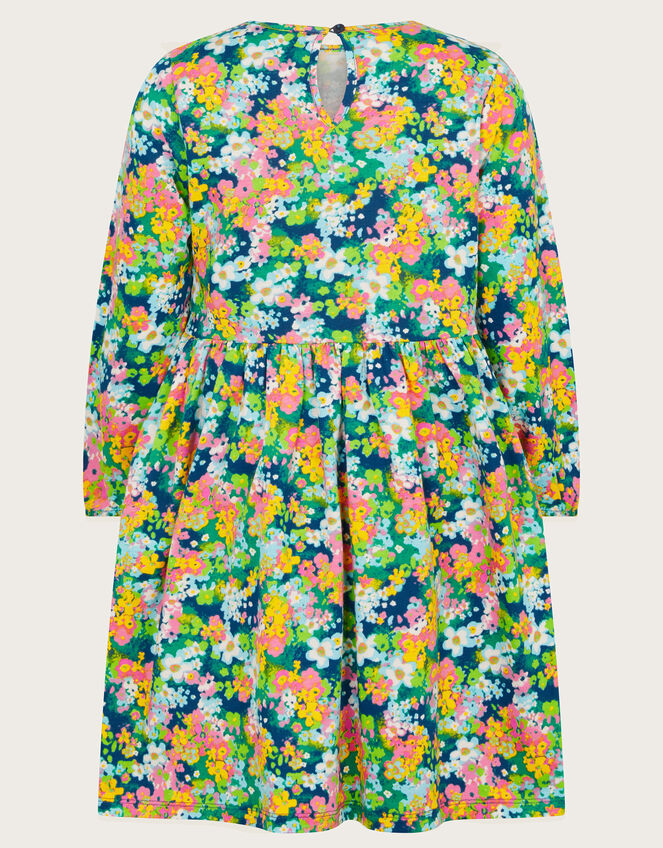 Long Sleeve Floral Yoke Dress, Green (GREEN), large