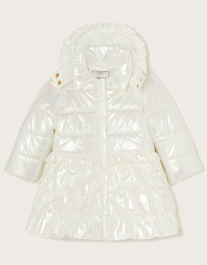 Marble Effect Metallic Padded Coat, Ivory (IVORY), large