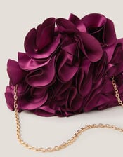 Mindy Corsage Satin Clutch Bag, , large