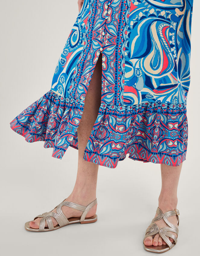 Raegan Contrast Print Dress with LENZING™ ECOVERO™, Blue (BLUE), large