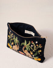 Elizabeth Scarlett Jungle Jaguar Velvet Pouch, , large