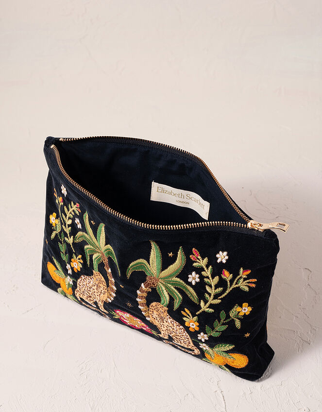 Elizabeth Scarlett Jungle Jaguar Velvet Pouch, , large
