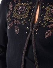 Hal Floral Hotfix Cardigan, Black (BLACK), large