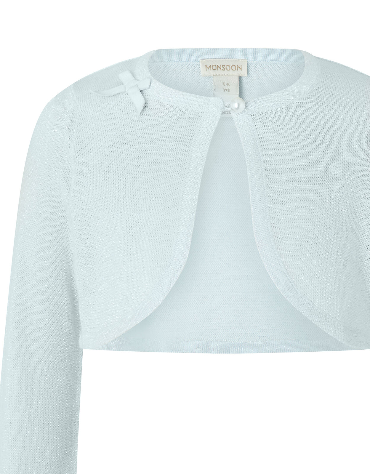 Bow Cropped Knit Cardigan Blue Girls Cardigans Monsoon Global