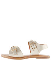 Buckle Leather Sandals, Gold (GOLD), large