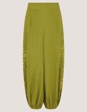 Effie Embroidered Balloon Trousers, Green (GREEN), large
