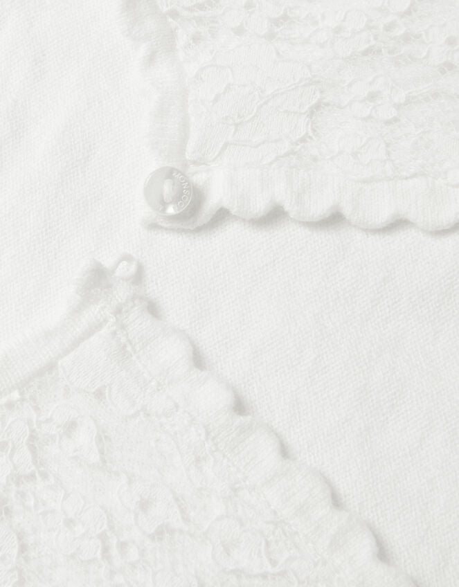 Baby Emilia Lace Scallop Cardigan, Ivory (IVORY), large