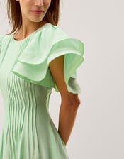 Pelia Flutter Sleeve Pleated Midi Dress, Green (MINT), large