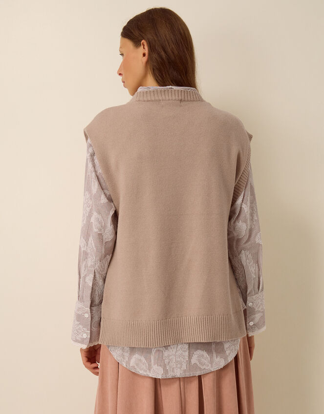 Ariana Argyle Knitted Vest, Mink (MINK), large