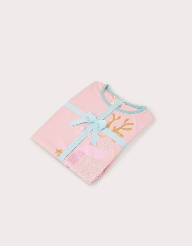 Christmas Sequin Reindeer Pyjama Set, Pink (PINK), large