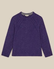 East Ami Cable Knit Jumper, VIOLET, large