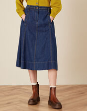 A-Line Denim Skirt, Blue (DENIM BLUE), large