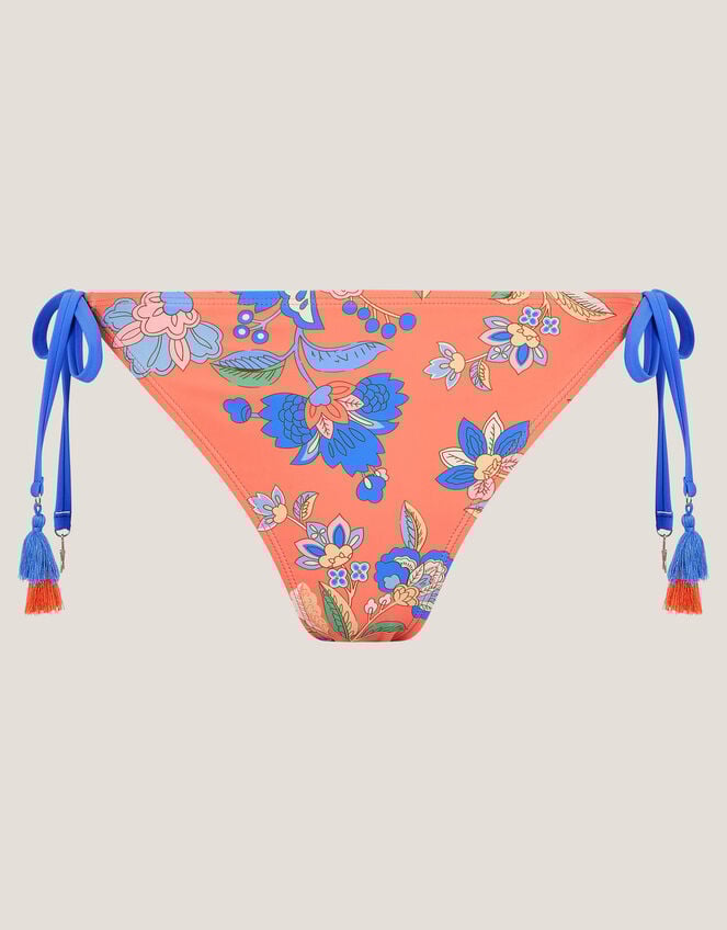 Kaia Floral Tie-Side Bikini Bottoms, Orange (ORANGE), large