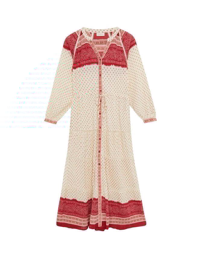 Maison Hotel Triana Bandana Print Midi Dress, Red (RED), large