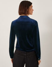 Sam Smocked Velvet Shirt, Blue (MIDNIGHT), large