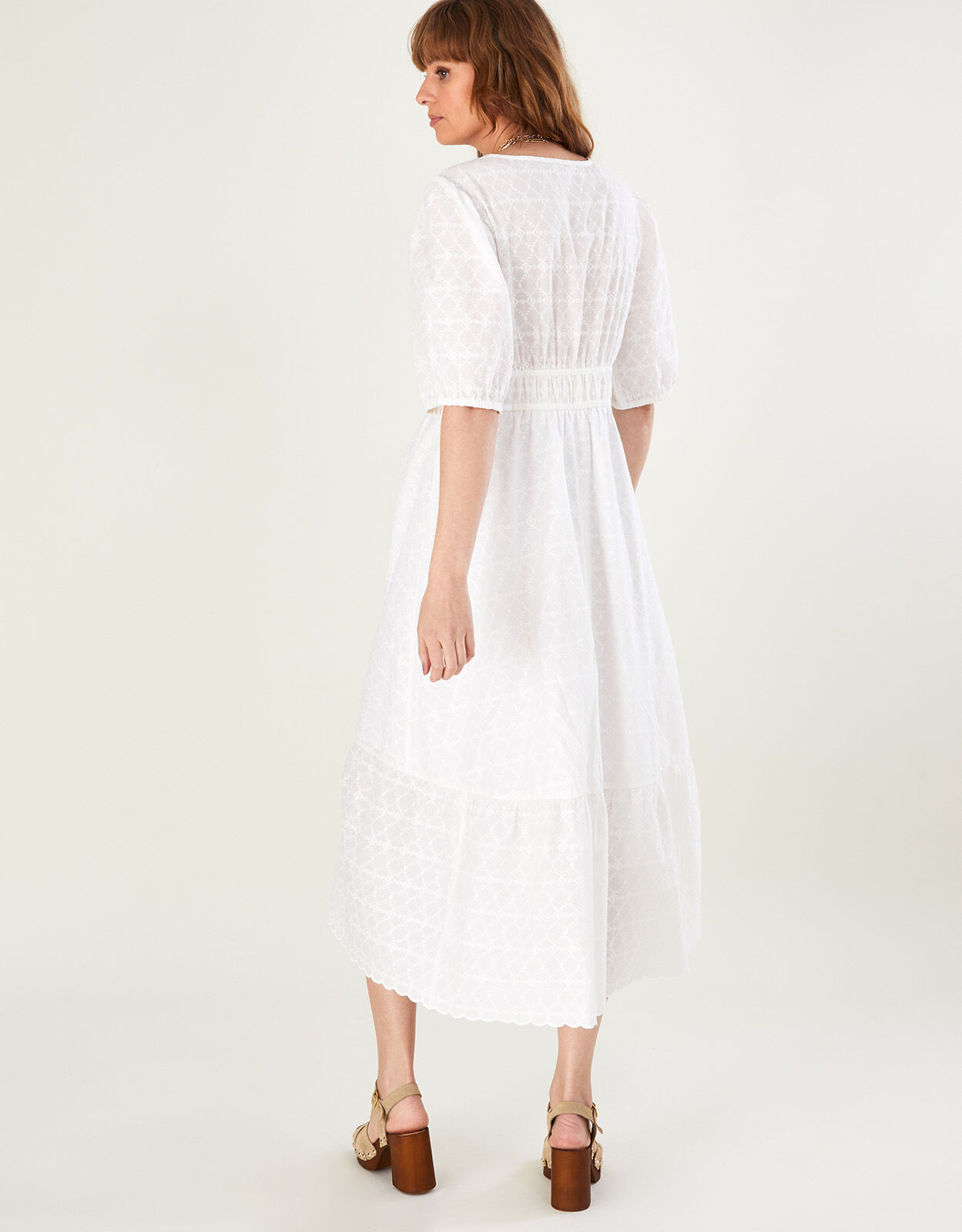 Dolly Midi Dress in Sustainable Cotton White Day Dresses
