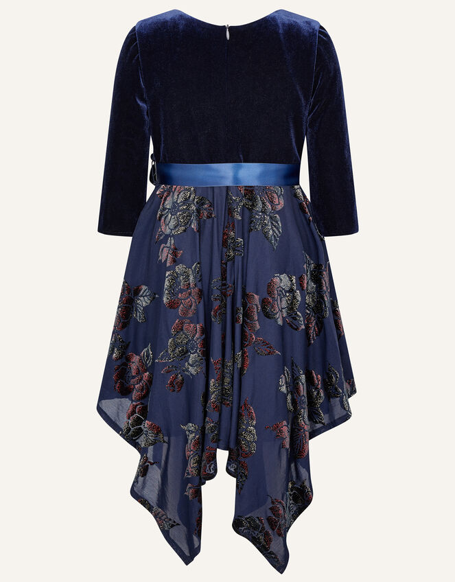 Velvet Devore Dress , Blue (NAVY), large
