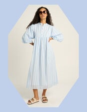 Petite Mendigote Rigo Stripe Shirt Midi Dress, Blue (BLUE), large