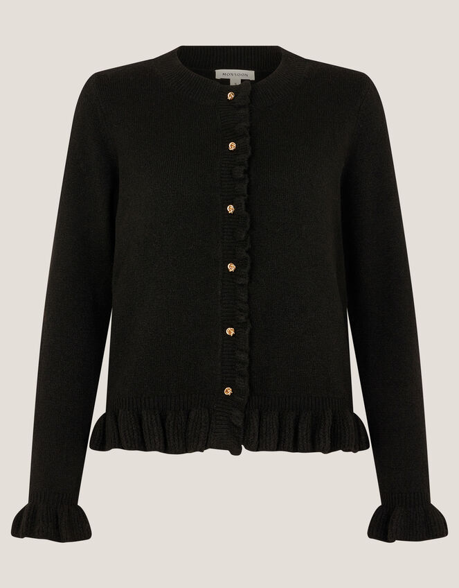 Rina Ruffle Cardigan, Black (BLACK), large