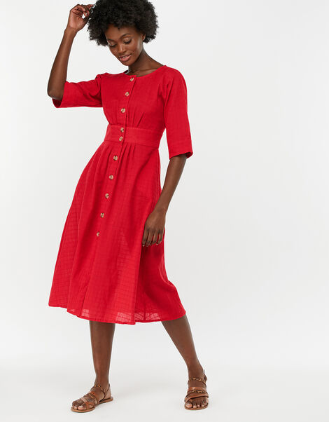 Etna Midi Dress in Pure Cotton Red, Red (RED), large