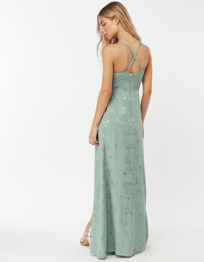Karlie Knot Front Jacquard Dress, Green (GREEN), large