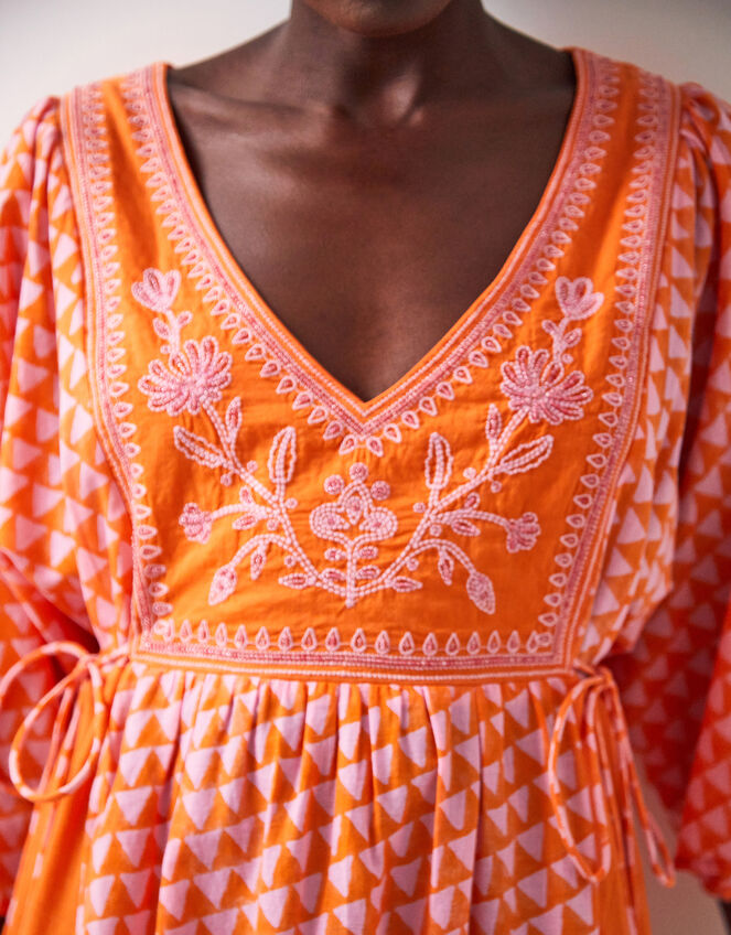 East Mirabelle Batik Maxi Kaftan Dress, Orange (ORANGE), large