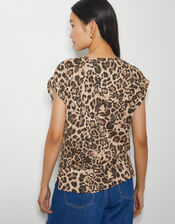 Archi Leopard Print Jersey T-Shirt, Brown (BROWN), large