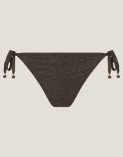 Mia Glitter Tie-Side Bikini Bottoms, Black (BLACK), large