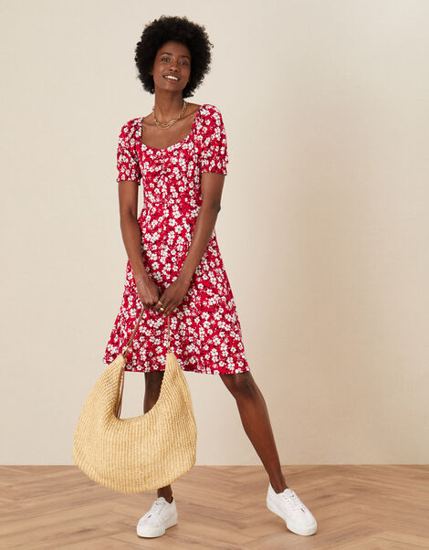 Everly Floral Print Jersey Dress  Red, Red (RED), large