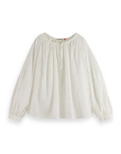 Scotch and Soda Button Neckline Dobby Blouse, White (WHITE), large